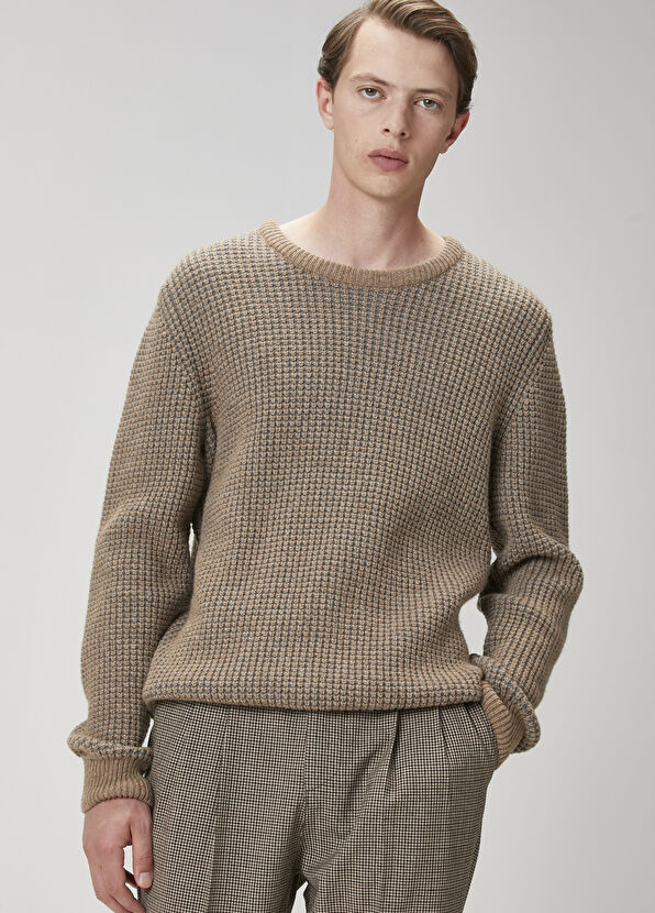 Beymen Club Deve Tüyü Armür Örgü Dokulu Yün Kazak - 4