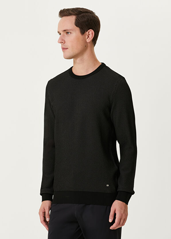 Beymen Club Black Honeycomb Textured Sweater - 3