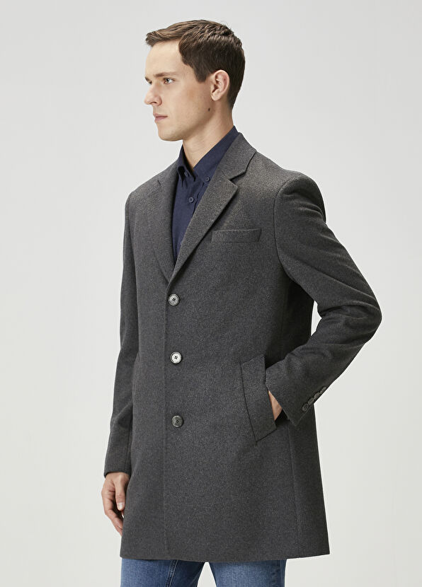 Beymen Club Gri Yün Kaşe Palto - 2