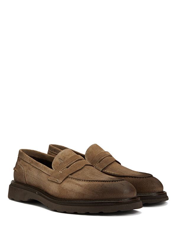 Beymen Club Koyu Bej Logo Detaylı Erkek Deri Loafer - 2