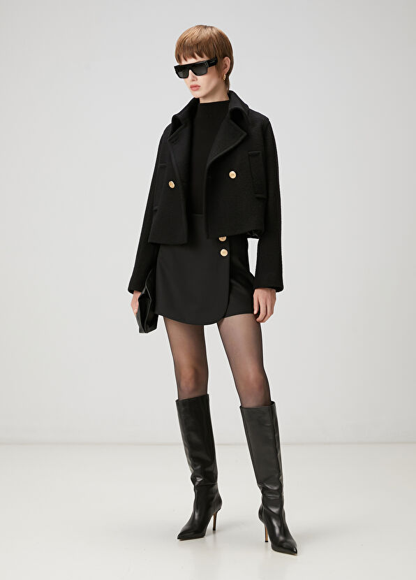 Beymen Club Siyah Crop Yün Ceket - 2