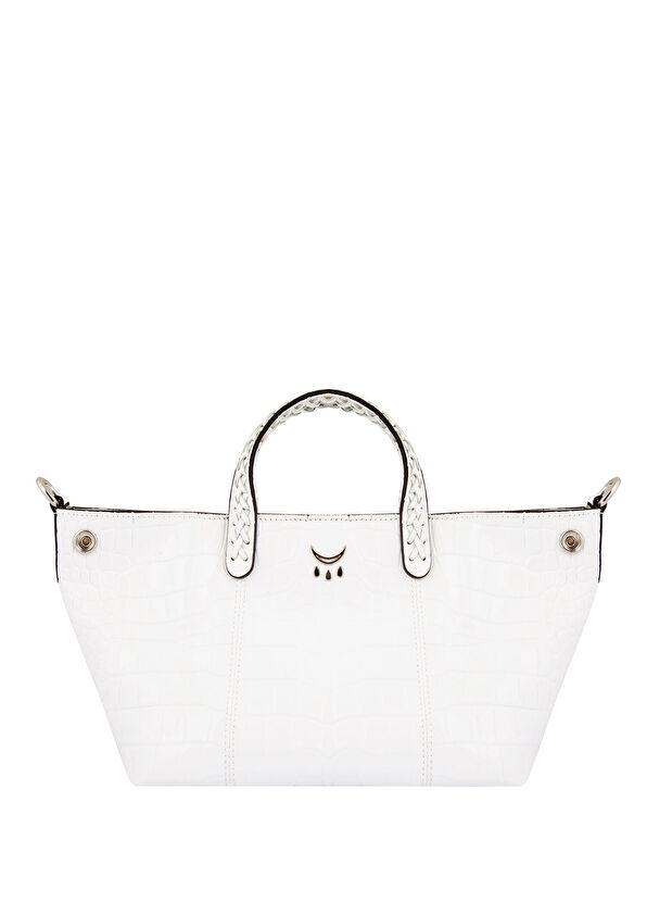 Qimu Hemithea Croco White Leather Women's Mini Handbag - 1