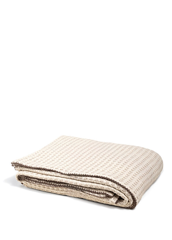 Zsa Zsa Zsu Costa Natural 100% Cotton Edge Embroidered Double Piqué 200 x 220 cm - 1