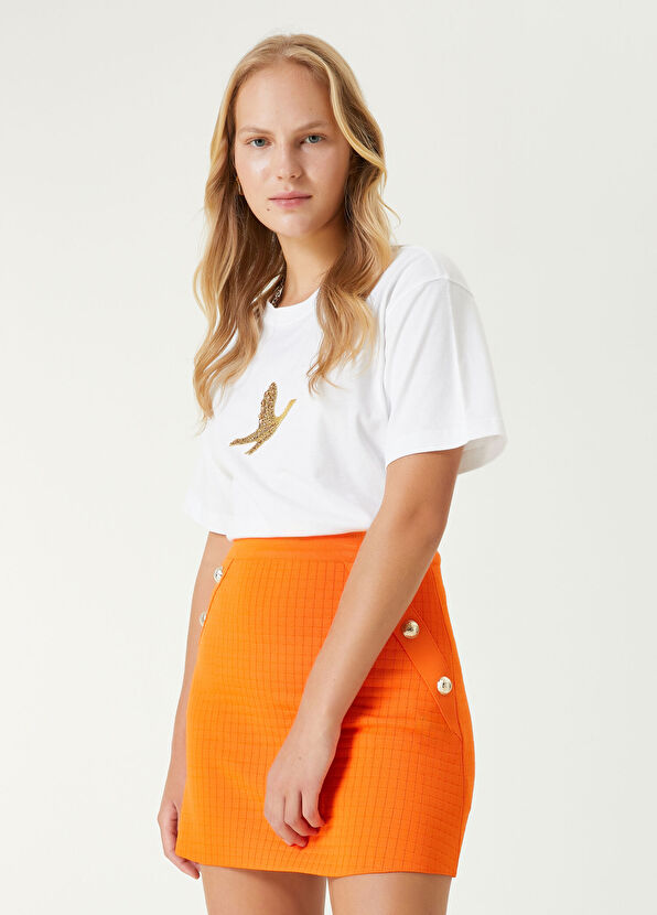 Beymen Club Beyaz Taşlı Logo İşlemeli T-shirt - 1