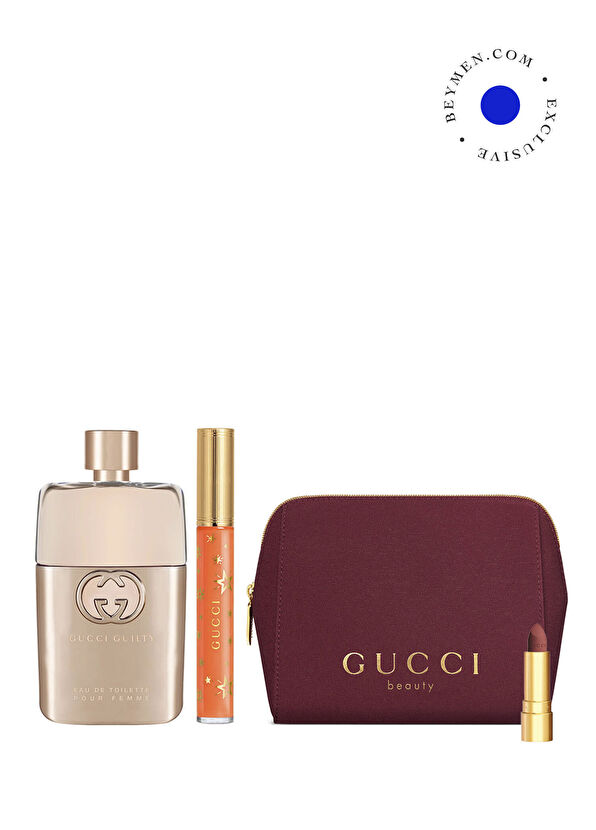 Gucci Guilty Pour Femme EDT 90 ml Perfume + Gloss a Levres 314 Sadie Coral + Gucci Bag and Mini Lipstick Makeup Set - 1