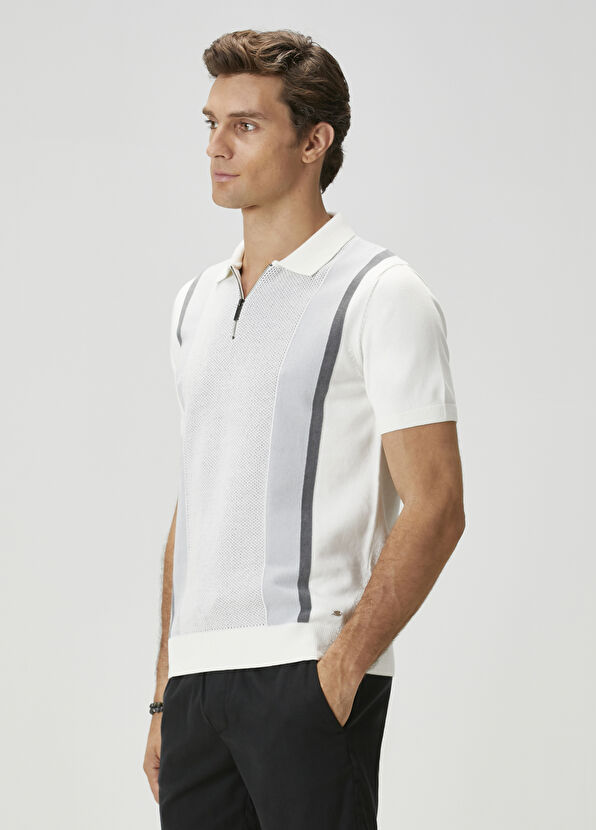 Beymen Club Kırık Beyaz Polo Yaka Kısa Kollu Triko - 4