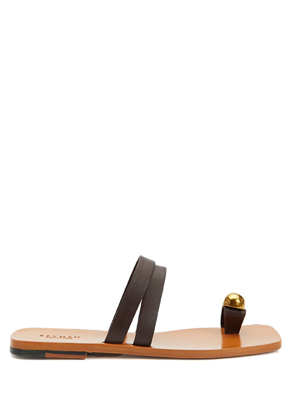 Beymen Collection Kahverengi Kadın Deri Terlik - 1