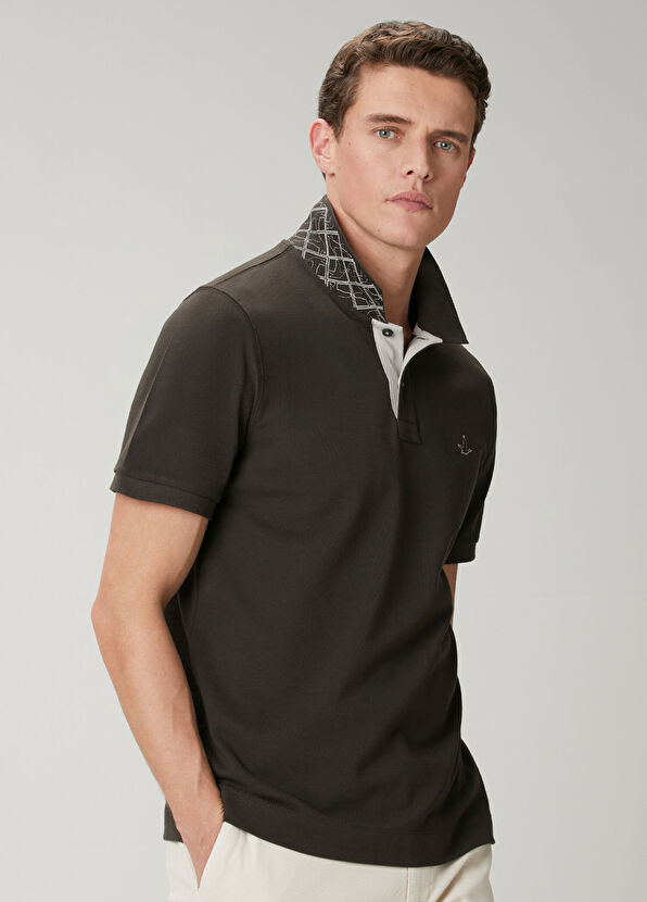 Beymen Club Kahverengi Comfort Fit Yaka Altı Baskılı Polo T-sh - 2