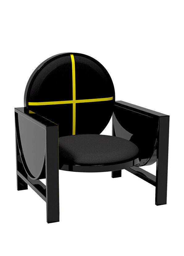 Wonderland Design Atelier Black Yellow Lacquered Wooden Armchair - 1