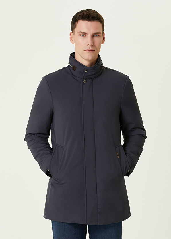 Moorer Lacivert Kapüşonlu Kaban - 1