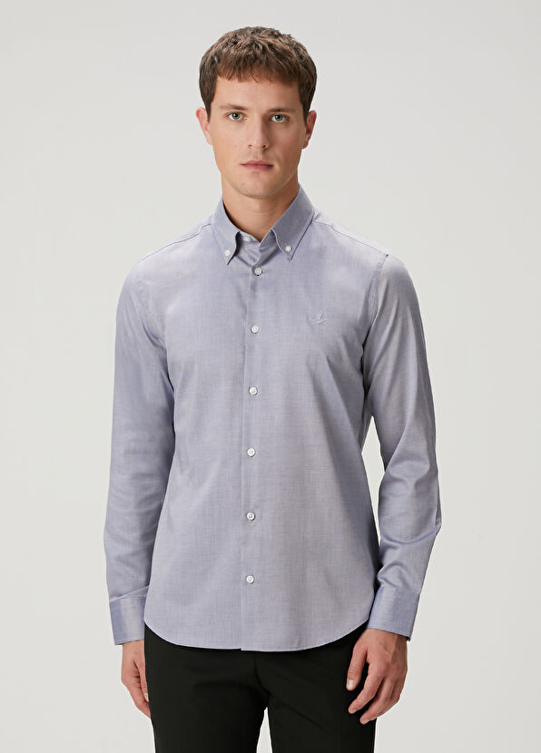 Beymen Club Comfort Fit Navy Blue White Shirt - 1