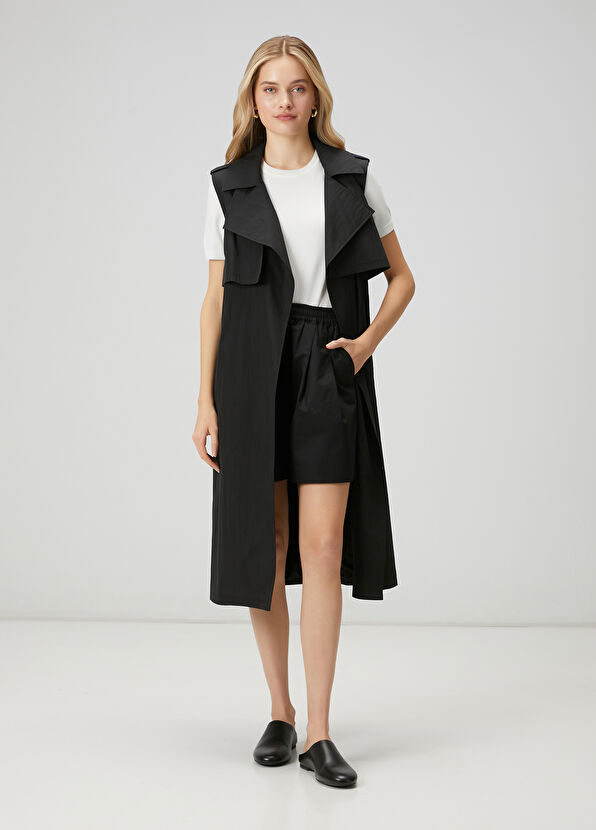 Beymen Club Siyah Teknik Kumaş Uzun Yelek - 1