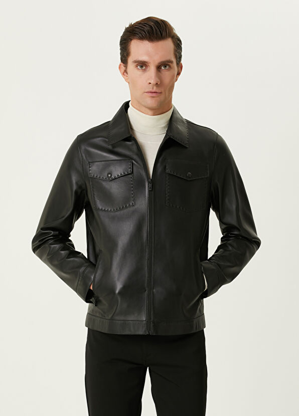 Beymen Club Black Leather Jacket - 1