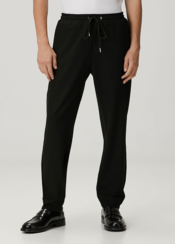 Siyah Beli Kordonlu Pantolon - Görsel 3