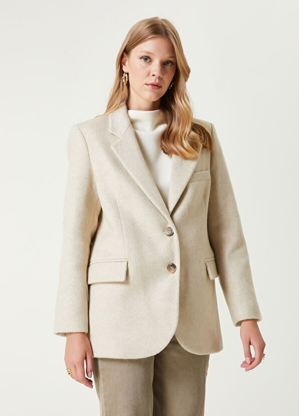 Beymen Club Ecru Patterned Wool Jacket - 4