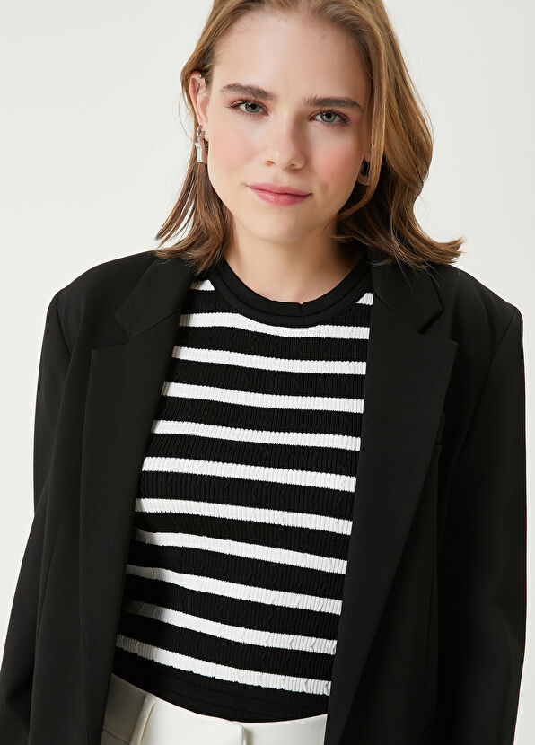 Beymen Club Black White Striped Knit Tank Top - 2