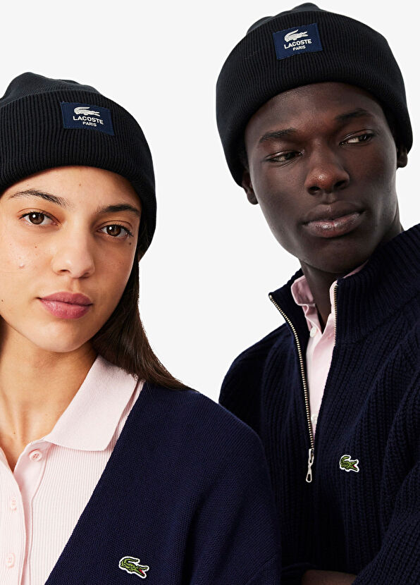 Lacoste Black Cotton Unisex Beanie - 2