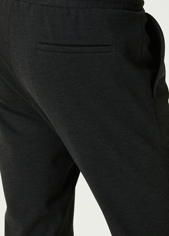 Antrasit Beli Kordonlu Tek Pilili Jersey Pantolon - Görsel 5