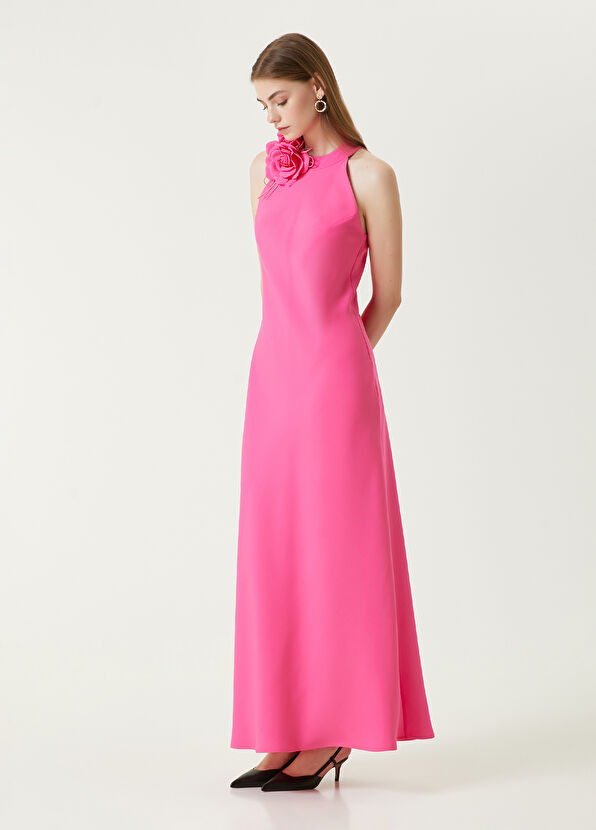 Beymen Club Pembe Çiçek Detaylı Midi Abiye Elbise - 4