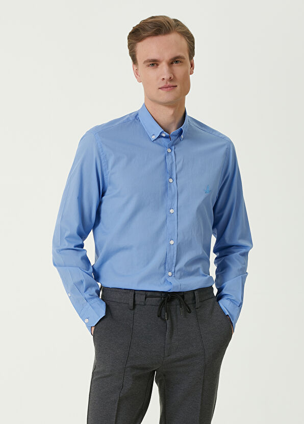 Beymen Club Slim Fit Mavi Logolu Gömlek - 1