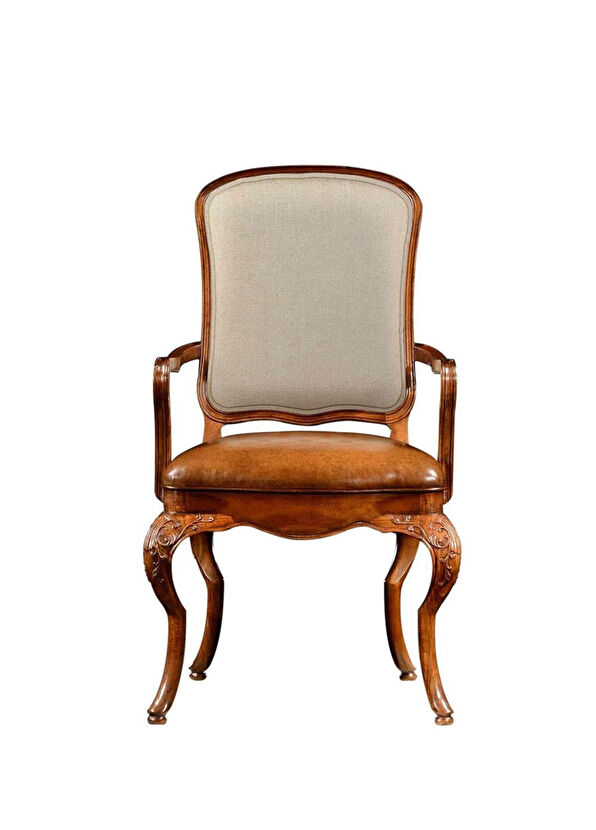 Jonathan Charles Duchess Brown Wood Leather Dining Room Chair - 1