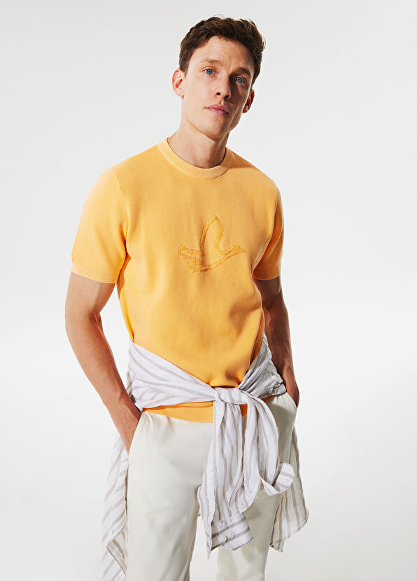 Beymen Club Turuncu Kuş Kontürlü Kısa Kollu Kazak - 1