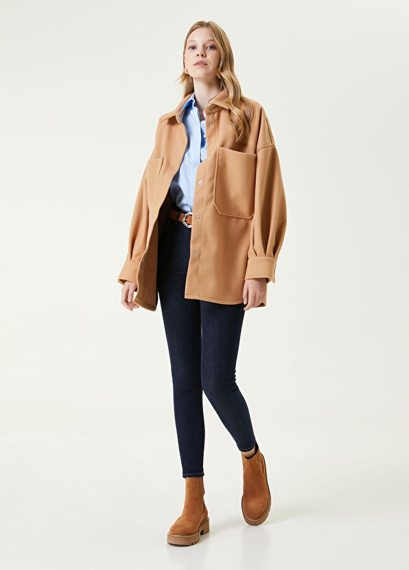 Beymen Club Beige Balloon Sleeve Outer Shirt - 2