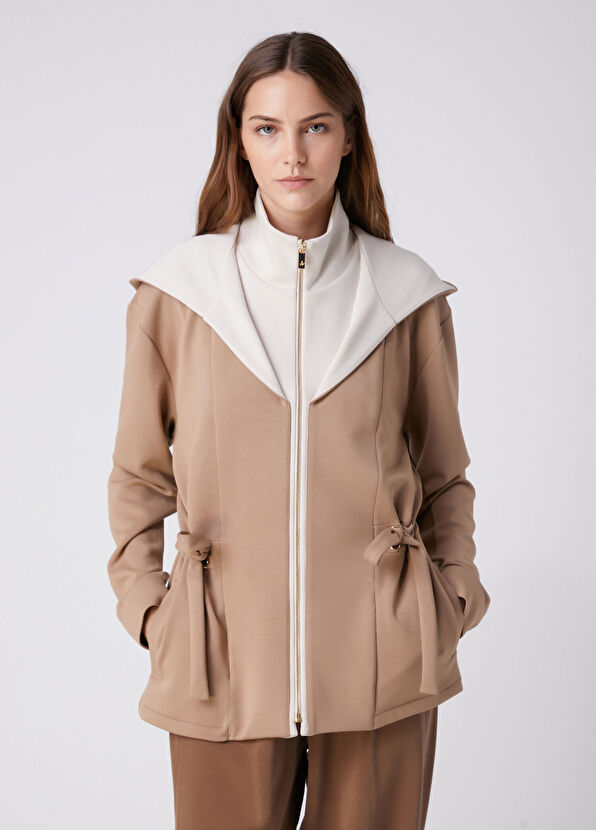 Beymen Club Camel Hooded Knitted Jacket - 1