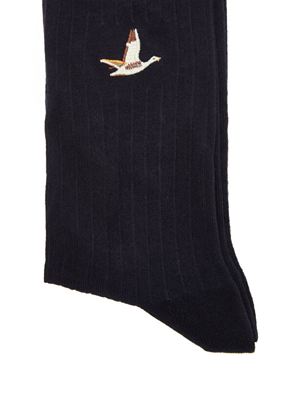 Beymen Club Navy Logo Men's Derby Socks - 2