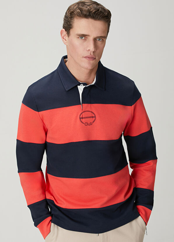Beymen Club Lacivert Kırmızı Çizgili Comfort Fit Polo T-shirt - 4