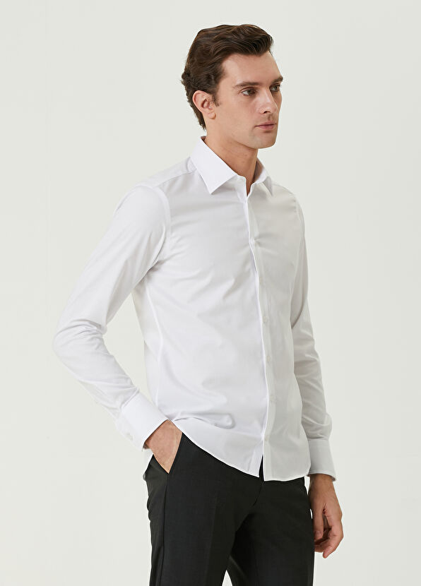Beymen Club Slim Fit Beyaz Twill Non-Iron Gömlek - 4
