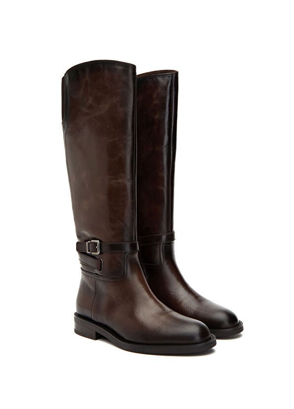 Kahverengi Kadın Deri Çizme - Görsel 3