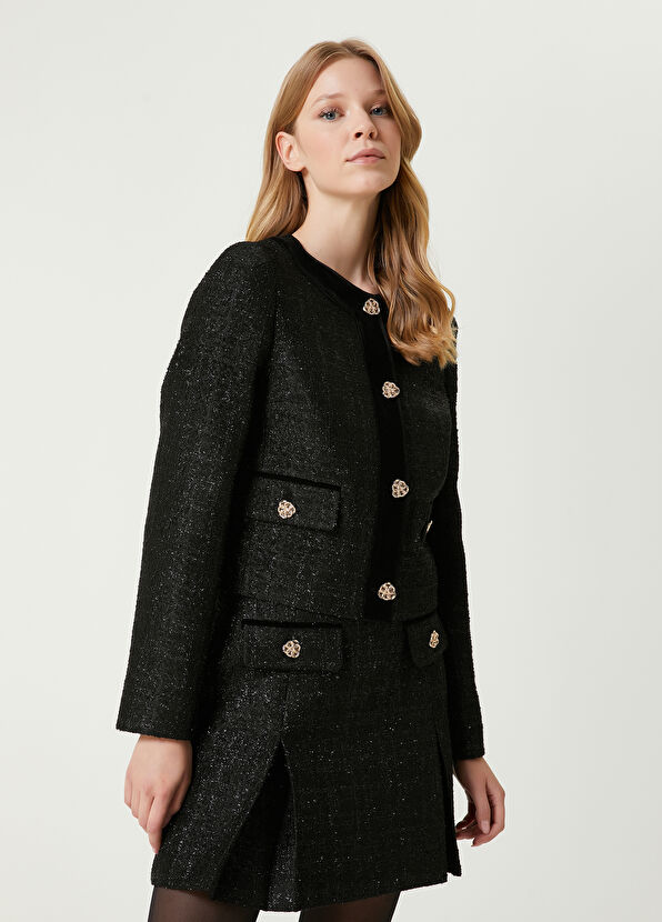 Siyah Simli Tweed Ceket Beymen Club Siyah Simli Tweed Ceket - 1