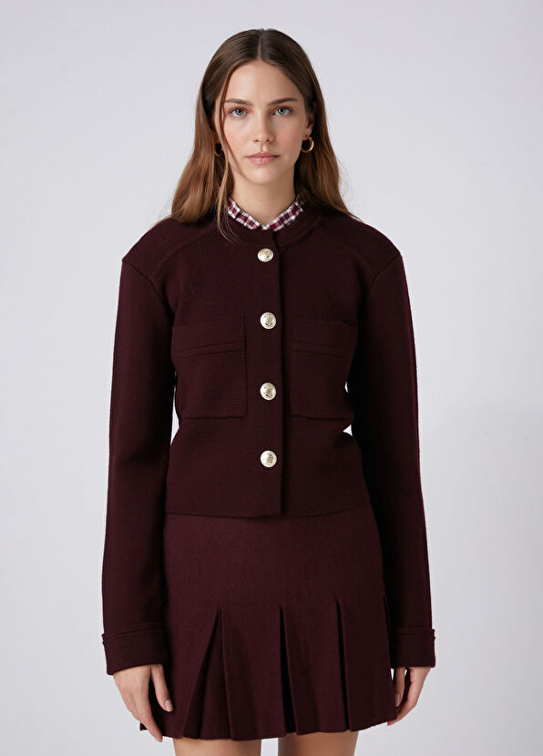 Beymen Club Bordo Pileli Mini Triko Etek - 2