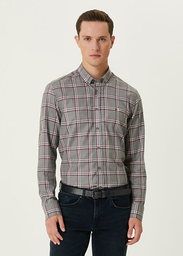 Beymen Club Comfort Fit Burgundy Plaid Shirt - 1