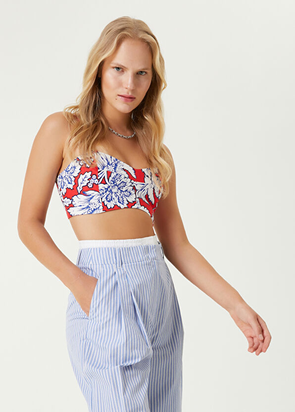 Beymen Club Kırmızı Beyaz Keten Bluz - 1