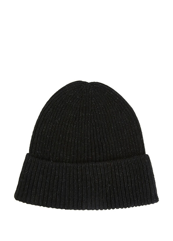 Beymen Club Black Glittery Women's Knit Wool Beanie - 2