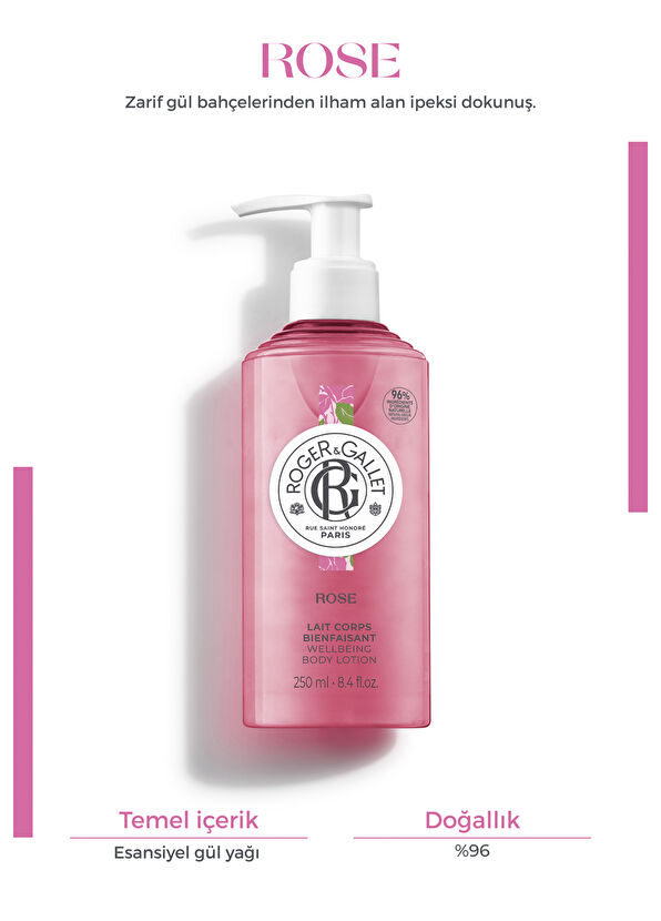 Roger&Gallet Rose Doğal Gül Özlü 24 Saat Nemlendirici Vücut Losyonu 250 ml - 2