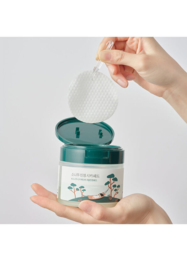 Round Lab Pine Calming Cica Pad Serinletici ve Geniş Gözenek Karşıtı Cica 50'li Bakım Yüz Pedi - 2