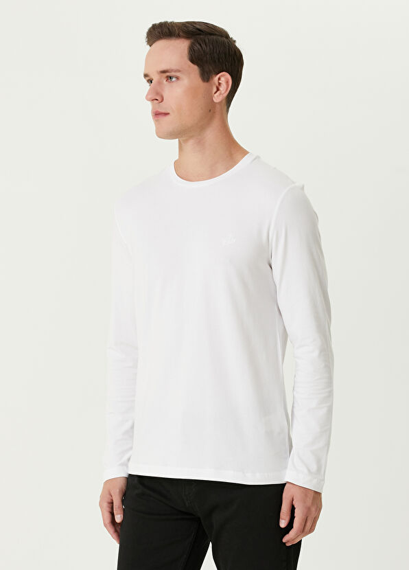 Beymen Club Beyaz Basic Uzun Kollu T-shirt - 4