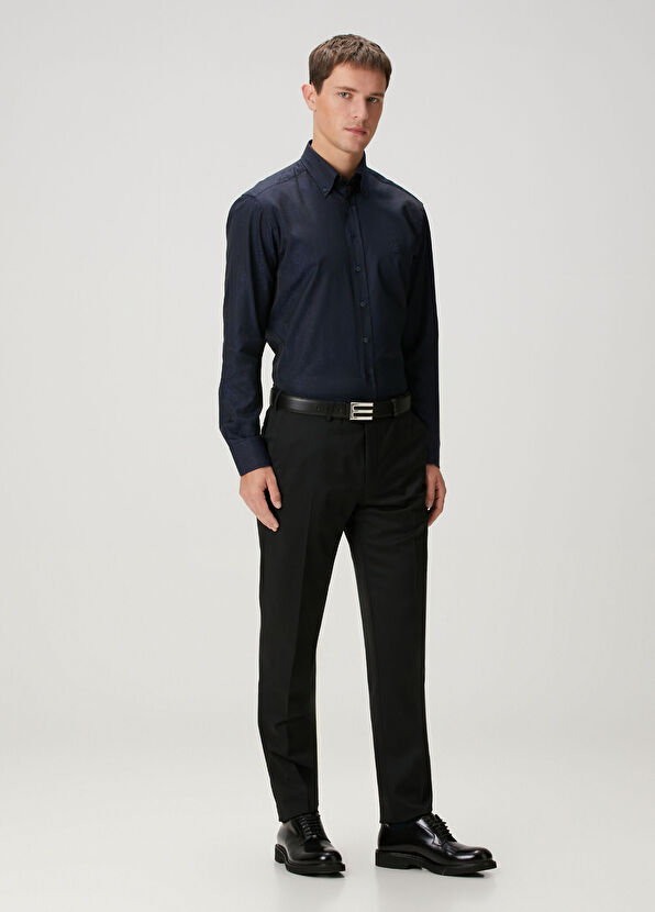 Lacivert Etnik Desenli Gömlek - Görsel 4