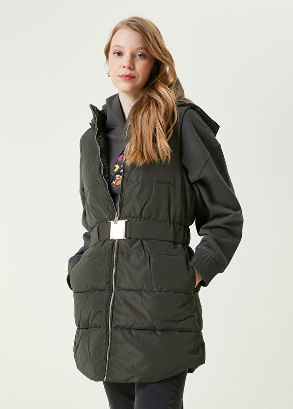 Beymen Club Haki Kapüşonlu Puff Yelek - 1