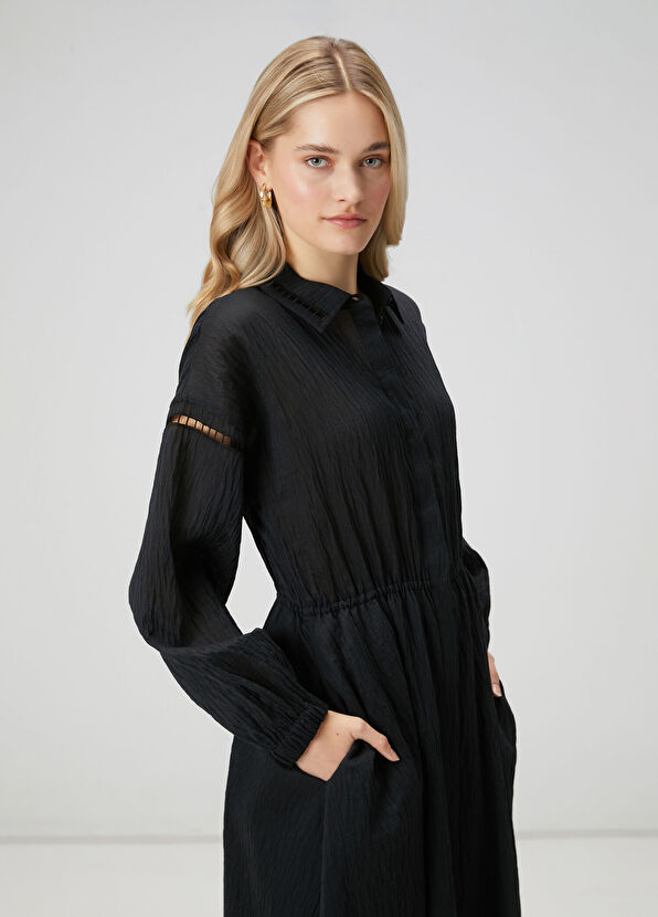 Beymen Club Siyah Nakışlı Gömlek Elbise - 2