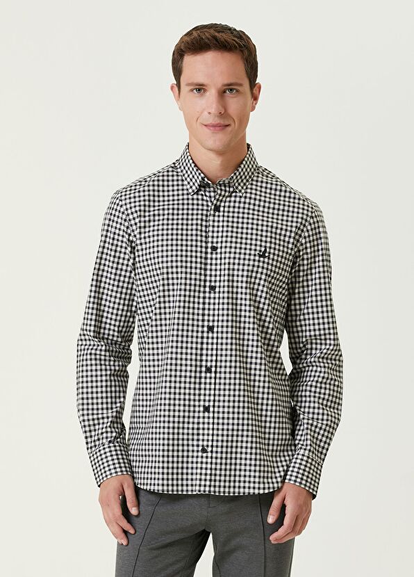 Beymen Club Slim Fit Mini Plaid Patterned Organic Cotton Shirt - 1