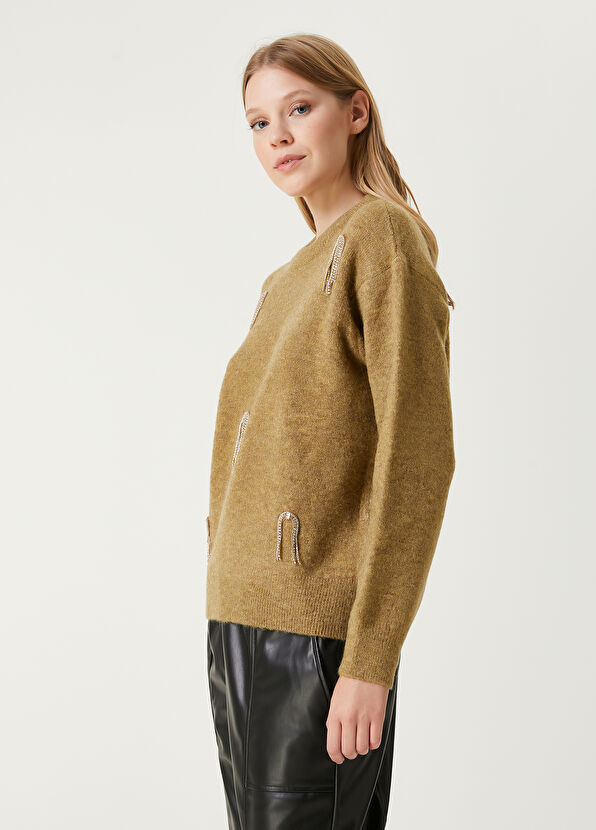 Beymen Club Oil Green Sprinkled Stone Detailed Sweater - 1