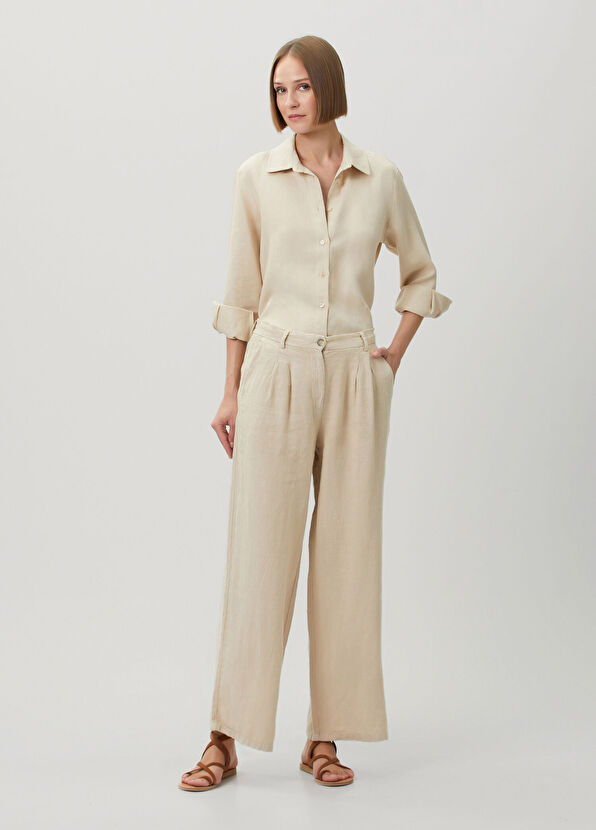 Beymen Club Bej Keten Pantolon - 1