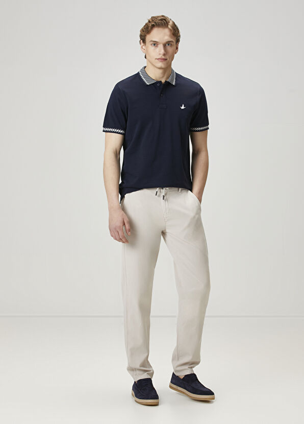 Beymen Club Navy Blue Line Detailed Polo Neck T-Shirt - 3