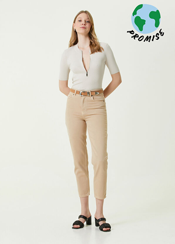 Beymen Club Slim Mom Bej Jean Pantolon - 1