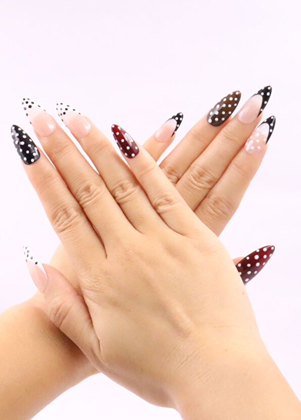 Takma Takma Uzun Badem 10'lu Renkli Protez Takma Tırnak UBD1462 - 3