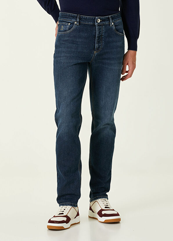 Brunello Cucinelli Lacivert Jean Pantolon - 2